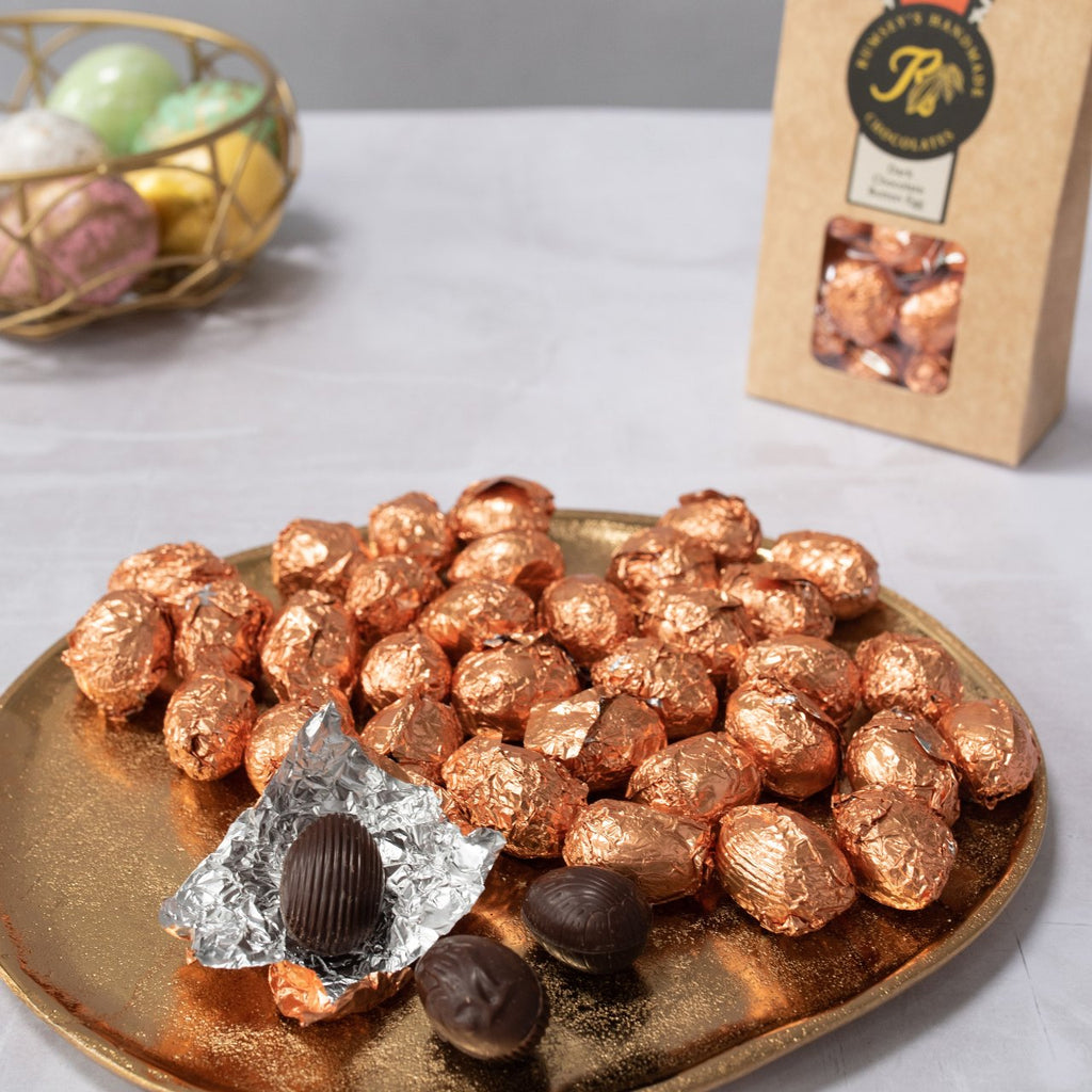 Luxury Easter Egg Milk Dark Organic Chocolate Caramel Nutty Nuts Buttons Mini Eggs Easter Bunny Lollipops Happy Message by Post Delivered UK Dark Chocolate