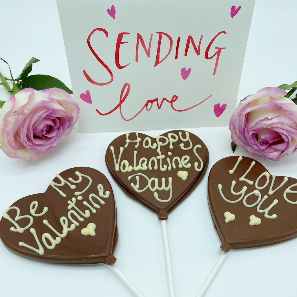 Luxury handmade chocolate message Valentine's lollipop
