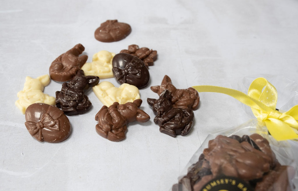 Luxury Easter Egg Milk Dark Organic Chocolate Caramel Nutty Nuts Buttons Mini Easter Bunny Lollipops Happy Message by Post Delivered UK Shapes 2