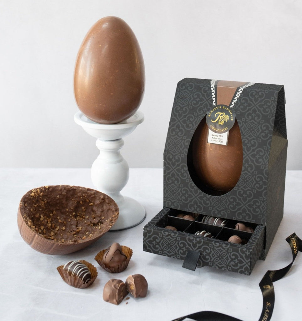 Luxury Easter Egg Milk Dark Organic Chocolate Caramel Nutty Nuts Buttons Mini Easter Bunny Lollipops Happy Message by Post Delivered UK  13