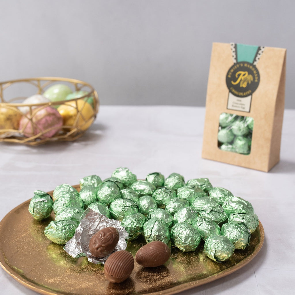 Luxury Easter Egg Milk Dark Organic Chocolate Caramel Nutty Nuts Buttons Mini Eggs Easter Bunny Lollipops Happy Message by Post Delivered UK Milk Chocolate