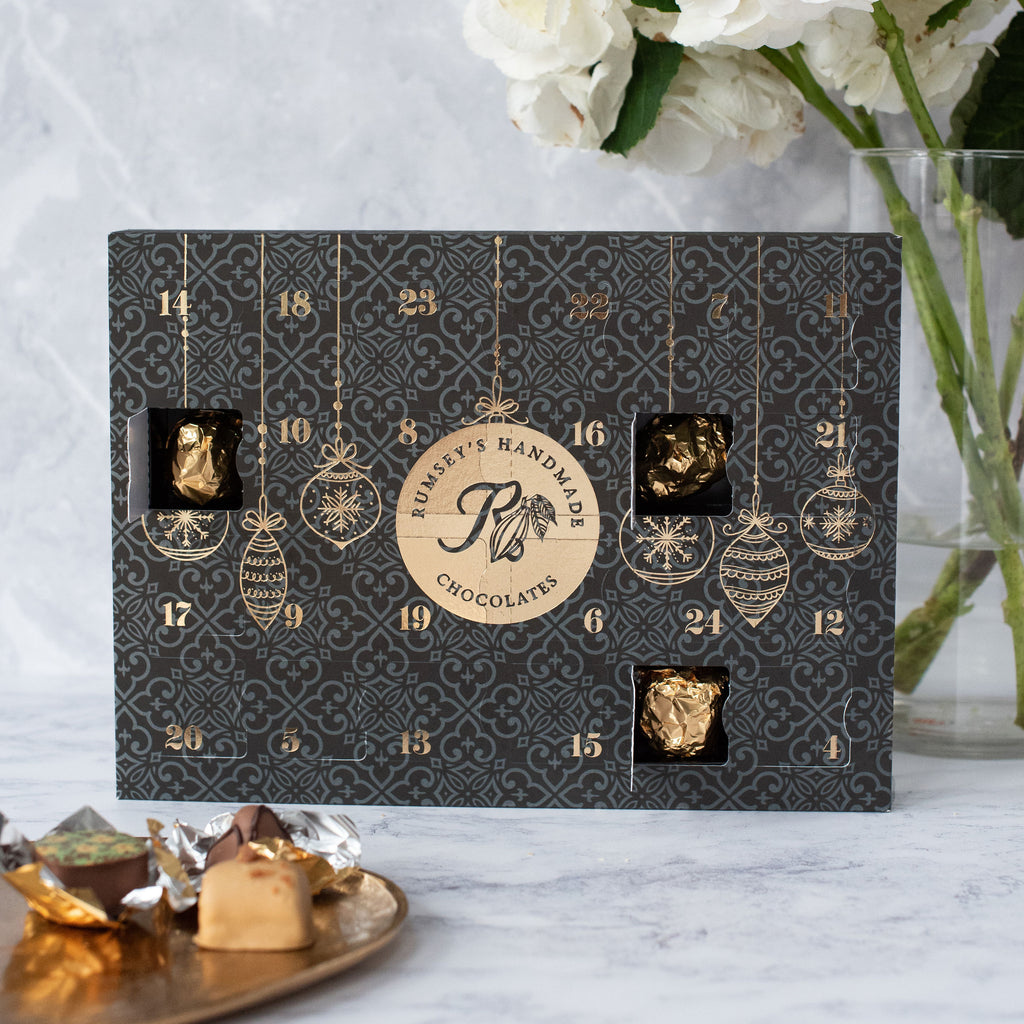 Advent calendar containing 24 luxury handmade chocolates 