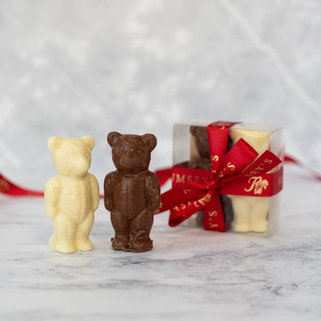 Chocolate Teddy bear pair in milk and white